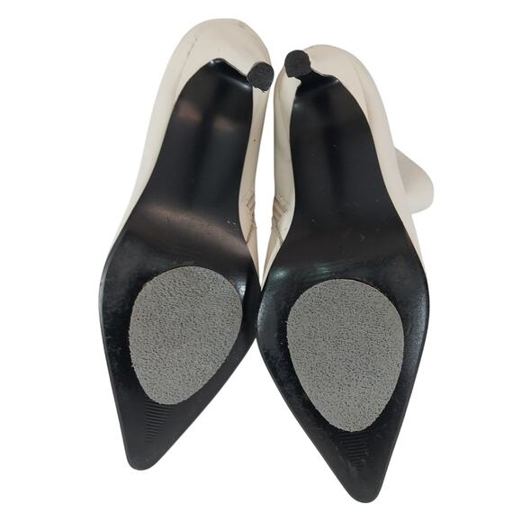 COLIN STUART! CREAM GENUINE LEATHER CENTER SEAM POINTY TOE ANKLE BOOTS! SZ 5.5M - Picture 7 of 8